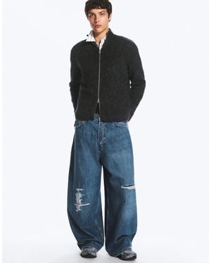 Weekday Wide-leg-baggy-jeans mit tiefem schritt und destroyed-details - Blau