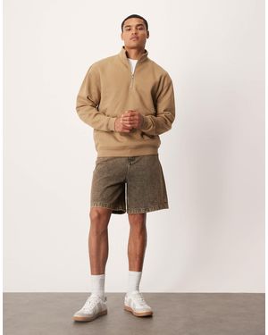 ASOS Bermuda mi-long en jean - marron délavé - Neutre