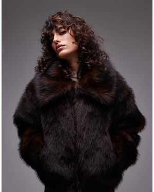 TOPSHOP Bomber courte en fausse fourrure - Gris