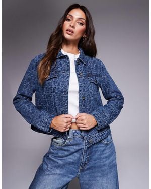 ARMANI EXCHANGE Monogram Denim Jacket - Blue
