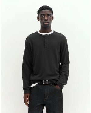 Pull&Bear Henley langarm-t-shirt - Schwarz