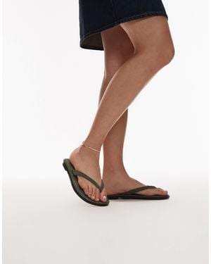 TOPSHOP Jay Real Suede Toe Thong Flat Sandals - White