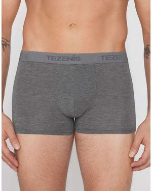 Tezenis Stretch Viscose Boxers With Logo Elastic - Grey
