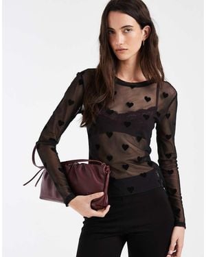 Vero Moda Sheer Long Sleeve Mesh Top - Black