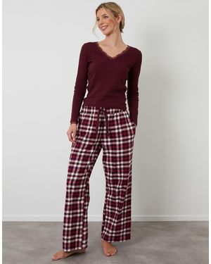 Threadbare Cotton Long Sleeve Pyjama Set - Red