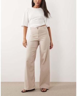 Jdy High Waisted Wide Leg Trousers - Natural