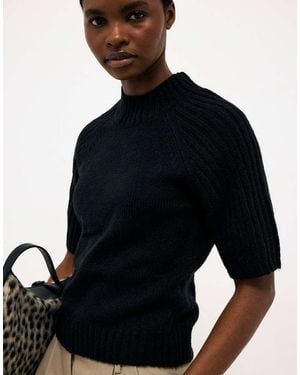 NA-KD Wool Blend Short Sleeve Knitted Jumper - Blue