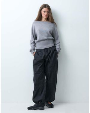Collusion Off-shoulder Knit Top - Grey