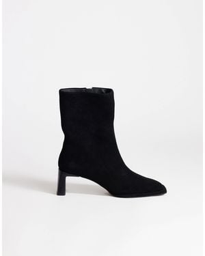 TOPSHOP Kali Real Suede Heeled Ankle Boots - Black