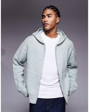 Faded Store Knitted Zip-up Hoodie - Grey