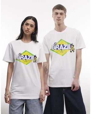 PRNT Brazil Football Mascot Graphic Relaxed Fit T-Shirt - Grey