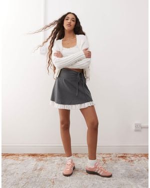 Miss Selfridge Tailored Ruffle Hem Mini Skirt - Gray