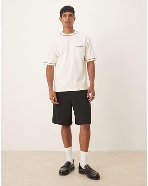 ASOS Smart Straight Fit Longer Length Shorts - Natural