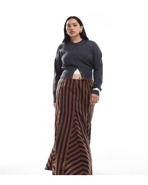 ASOS Asos Design Curve Mixed Stripe Godet Maxi Skirt - Brown