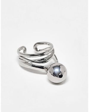 ASOS Banded Ring With Sphere Charm Design - White