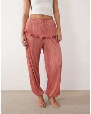 ASOS Pantalon plissé coupe boule avec jupe superposée - corail - Rouge