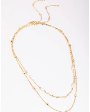 Lovisa Plated Freshwater Pearl Layered Necklace - White