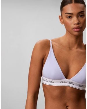 Calvin Klein Signature Logo Lightly Lined Triangle Bra - White