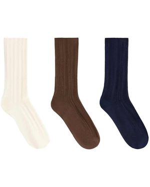 Oysho 3 Pairs Of Classic Ribbed Socks - Blue