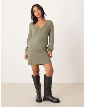 JDY Petite V-neck Knitted Mini Dress - Natural