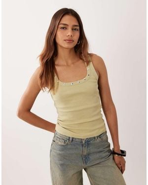 ASOS Hemdje Met Gewassen Look En Studs - Groen