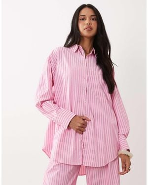 Missy Empire Poplin Oversized Shirt - Pink