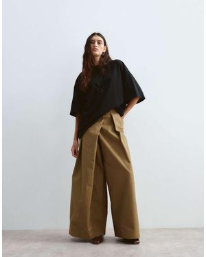 ARRANGE Alva Broek Met Vouwdetail En Wijde Pijpen - Groen