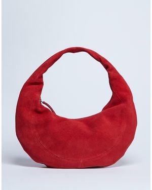 TOPSHOP Cian Real Suede Scoop Grab Bag - Red