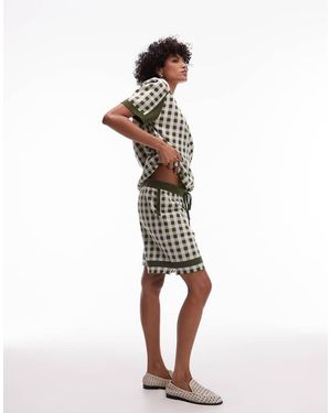 House Of Sunny Gingham Putting Short Co-Ord - White