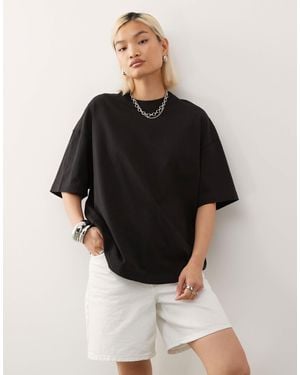 Weekday Oversized T-Shirt With Mock Neck - Black