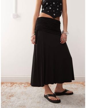Weekday Maxi Skirt With Fold Over Waistband - Black
