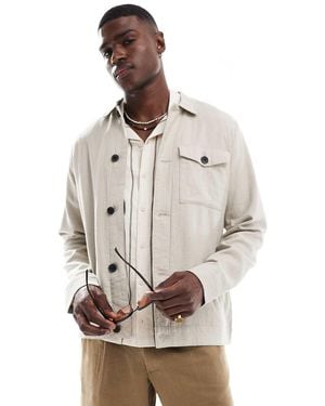 Threadbare Linen Rich Button Down Jacket - Grey