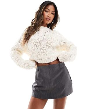 In The Style All Over Cable Knit Jumper - White