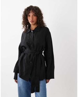 Mango – elegante jacke aus reinem leinen - Blau