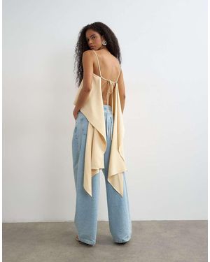 TOPSHOP Square Neck Cami With Drape Back Detail - White