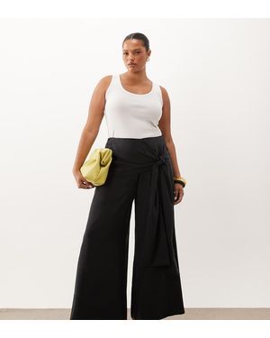 ASOS Asos Design Curve Broek Met Overslagdetail En Wijde Pijpen - Zwart