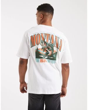 Only & Sons Oversized Fit T-shirt With Montana Back Print - White
