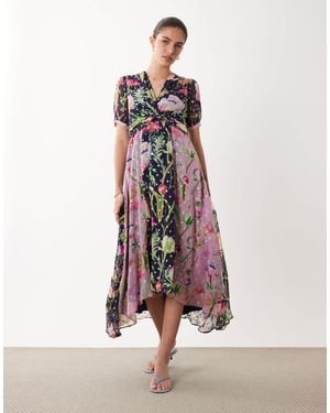 Hope & Ivy Wrap Bust Midi Tea Dress - White