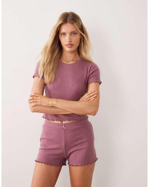Mango Teen Pointelle Pyjama Set - Purple