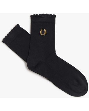 Fred Perry Amy Lettuce Edge Socks - Black
