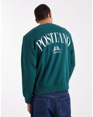 Jack & Jones Sweatshirt With Positano Back Graphic - Blue