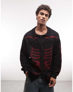 X-Large Scanner Knitted Button Up Cardigan - Black