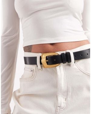 ASOS Cintura Per Vita E Fianchi Nera Con Fibbia Vintage - Bianco