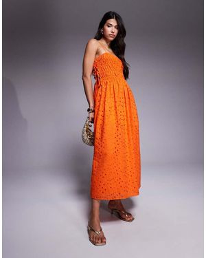 River Island Broderie Baby Doll Maxi Dress - Orange
