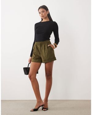 ASOS Kombiteil shorts aus kunstwildleder mit pintuck - Natur