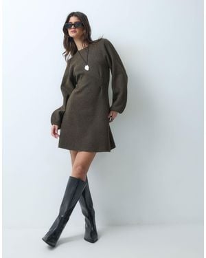 ASOS Nipped Waist Mini Dress - Gray