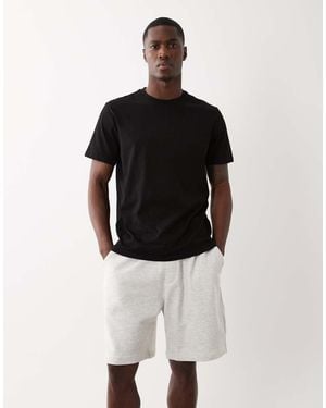 Bershka Basic Fleece Bermuda Shorts - Black