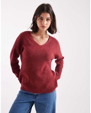 Vero Moda Maglione Leggero Karanda Mélange Con Scollo A V - Rosso