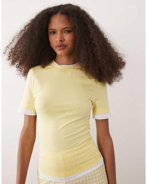 ASOS Short Sleeve Double Layer Top - Yellow