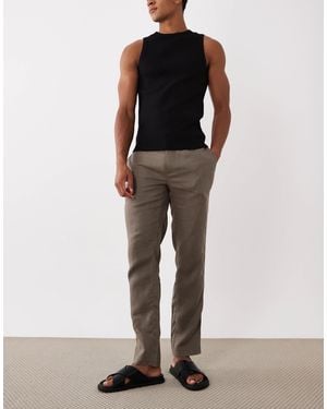 Mango – gerade geschnittene hose aus 100% leinen - Grau